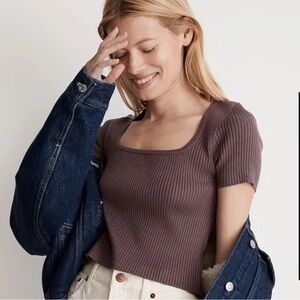 Madewell Square Next Cropped Sweater Tee, Purple Medium